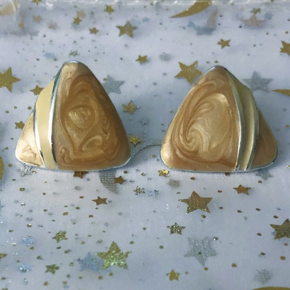Vintage Peach Triangle Earrings